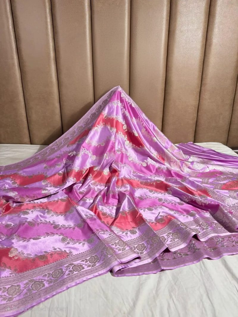Banarasi Rangkaat Mashru Silk Saree [ Lilac]
