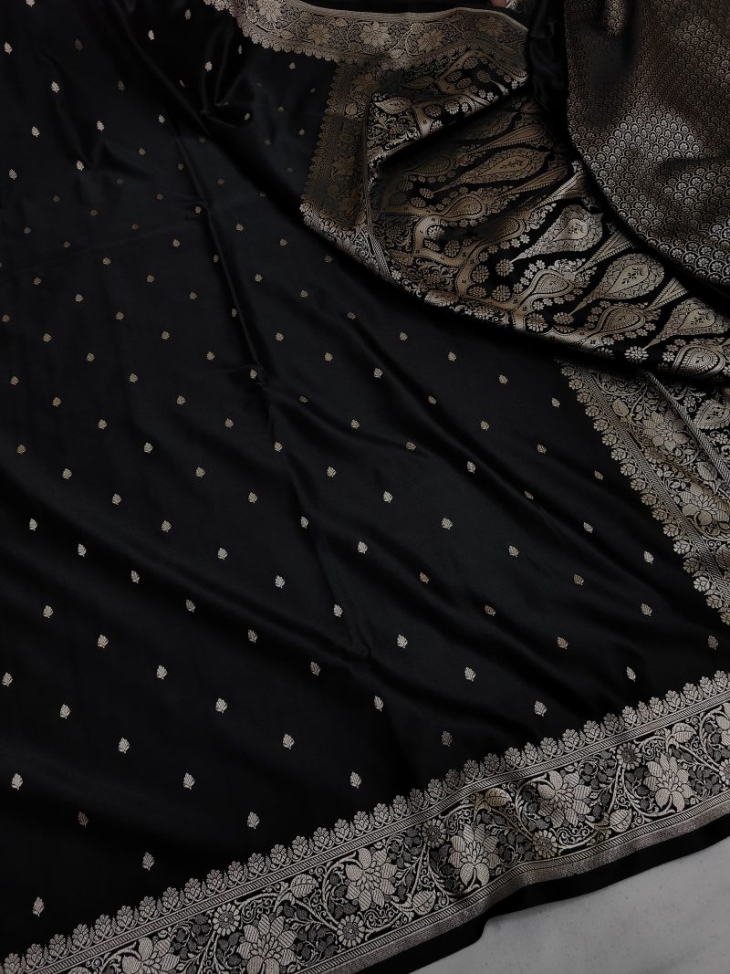 Banarasi  Mashru Silk Saree [Black]