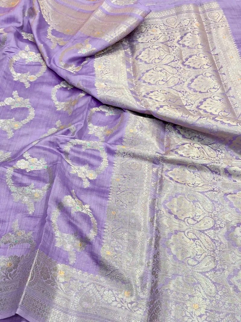 chiniya katan lilac saree