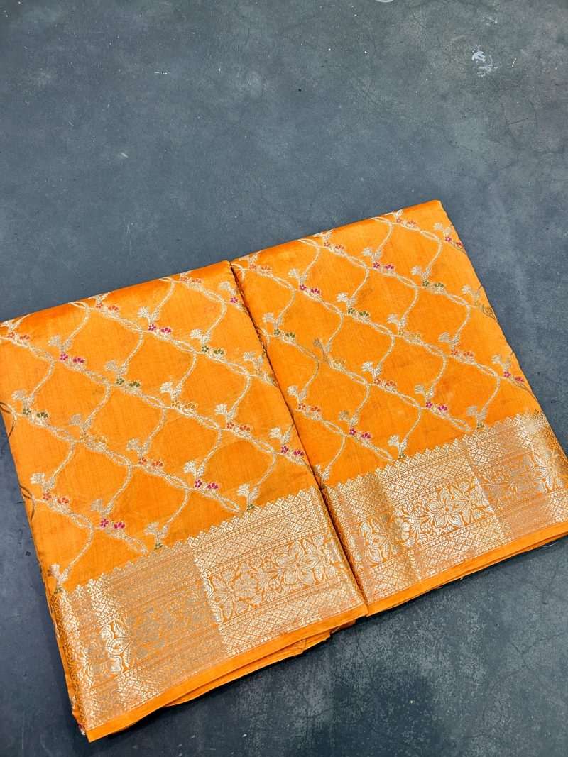 Pure Banarasi  Chiniya Katan Silk Saree [Yellow]